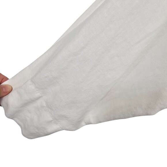 Bryn Walker M ivory Natural Fiber Linen Coastal Quiet Luxury Minimalist Top - Picture 4 of 10